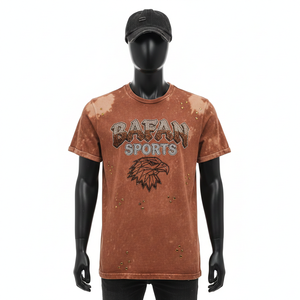 100% Cotton Men's T-Shirt Men Acid Wash T Shirt Premium 220 GSM Cotton Jersey Soft <b>Tie</b> Dye Brown Color Screen Print Puff Logo - Product Image 1