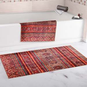 Tapis d'intérieur Netline Home Depot NL1007, inspiré du kilim, multicolore, rayé, tribal, diamant, lavable en machine, pour salon - Product Image 2