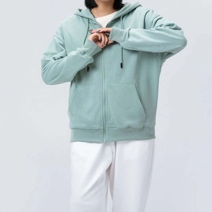Sudaderas con capucha de algodón con diseño personalizado para mujer, venta al por mayor de gran tamaño con cremallera completa bordada Lisa teñida para invierno - Product Image 1