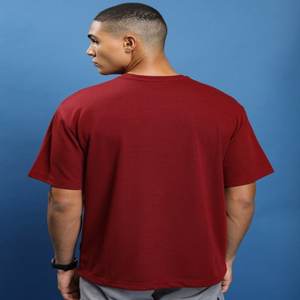 เสื้อยืดคอกลมแขนสั้นสำหรับผู้ชายทรงป๊อปคอร์นแบบลำลองแขนสั้นแบบห้อยไหล่ขนาดและเสื้อยืดทรงโอเวอร์ไซส์ผลิตในอินเดีย - Product Image 3