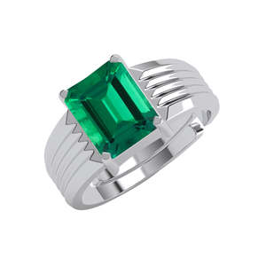 NOVAMART Fine Buy Premium 925 Pure Sterling <b>Silver</b> <b>Rings</b> for <b>Men</b> Rhodium Plated Emerald Cut Geometric Pattern Featuring Zircon P - Product Image 1