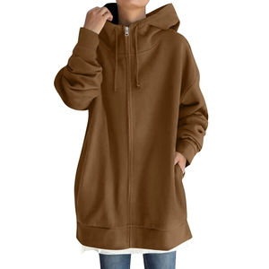 Sudaderas con capucha largas para mujer de calidad superior Tela de punto transpirable con cuello con capucha Venta caliente Técnicas impresas en línea - Product Image 3