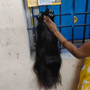 Paquetes de cabello virgen crudo Temple alineados con cutícula de grado 10A al por mayor extensión de cabello humano indio de 30 pulgadas en estilo Yaki - Product Image 1