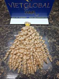 Color rubio rizado I-Tip Hair doble extensiones de cabello dibujado de Vietnam cabello crudo vietnamita - Product Image 3