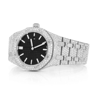 Montre de luxe analogique à quartz ETA en acier inoxydable glacé avec moissanite Platinum Frost, édition limitée, bracelet 20 mm, cadran en verre, tendance