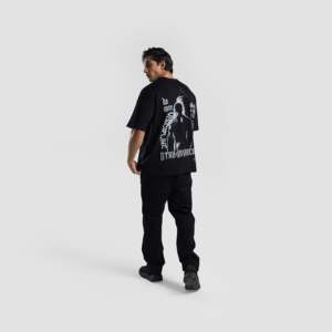 T-shirt de fitness en jersey D Code (noir) 200g, motif uni, léger, pour entraînement et sport, avec impression sérigraphiée - Product Image 4