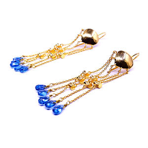 Colgante 14K oro azul Topacio piedra preciosa atractivo clásico moda fiesta desgaste mujeres colgante cadena pendientes - Product Image 1