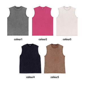 Débardeur tricoté sans manches et délavé à l'acide pour hommes, vêtements de fitness pour sports de plein air, débardeur - Product Image 3