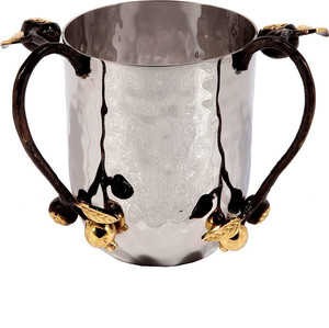 Tasse de lavage en acier inoxydable martelé miroir poli avec poignée en laiton vente chaude tasse de lavage meilleur prix - Product Image 2