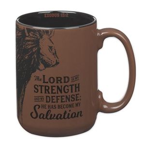 Grande tasse en céramique pour cadeaux d'art chrétien - Compatible micro-ondes et lave-vaisselle - Motif lion - Marron/noir - 14 oz. pour hommes/femmes - Product Image 1
