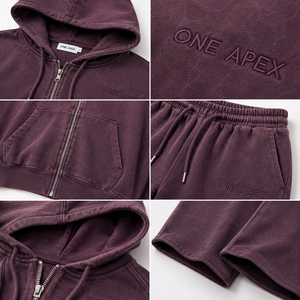 Wholesale Custom 100% Cotton Casual Solid Men's Hoodie Pant Tracksuits Breathable Winter <b>Zip</b>-<b>Up</b> <b>Crop</b> Hoodie with Rhinestone - Product Image 4
