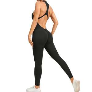 Nuevo Traje Deportivo sin Mangas para Mujer, Top Deportivo Sexy con Espalda Descubierta y Cremallera, Pantalones de Yoga con Efecto Push-Up - Product Image 1
