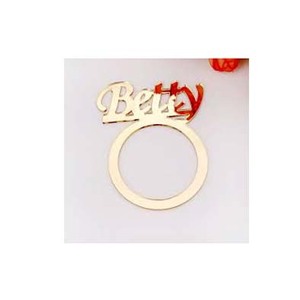 Precio al por mayor, servilletero redondo plano chapado en oro, restaurante Betty, diseño de escritura de letras, vajilla, servilletero - Product Image 1