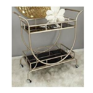 Chariot en fer et en bois de taille et de forme personnalisées, chariot de service alimentaire à 3 niveaux de la plus haute qualité en Inde - Product Image 2