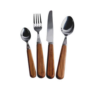 Ensemble de couverts de luxe de grande qualité en acier inoxydable avec manches en bois naturel, couverts écologiques pour la maison, l'hôtel, les mariages et les fêtes - Product Image 3