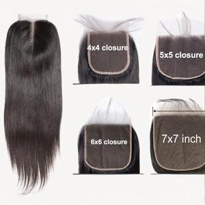 Piezas de cierre de cabello humano 4x4 y 5x5 Cierres de encaje Aspecto natural Cierres de encaje HD transparentes Peluca de cabello humano virgen Topper - Product Image 4