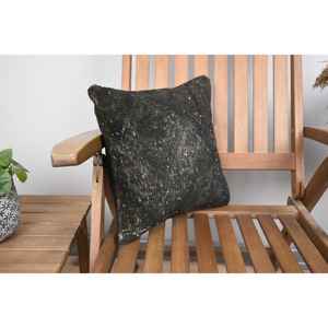 14x14 Inch Black Wool Kantha Rug Woven with Rustic Vintage Pattern for Home Decor - Product Image 2