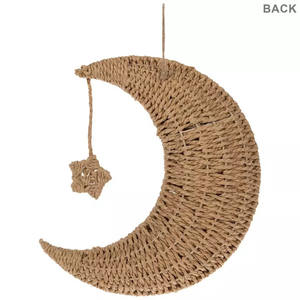 Vente en gros accrocheur tissé jonc de mer lune et étoile décoration murale pour chambre d'enfant articles adorables avec des matériaux écologiques - Product Image 2