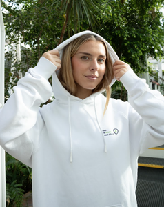 Blanco Ecológico Certificado Bcorp Custom White Hoodie 100% Algodón Orgánico Impermeable Serigrafía Sublimada - Product Image 5