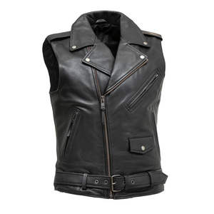 Gilet en cuir pour homme, coupe-vent d'hiver, logo personnalisé, fabrication OEM avec bouton en corne pour vêtements d'extérieur à prix avantageux - Product Image 4