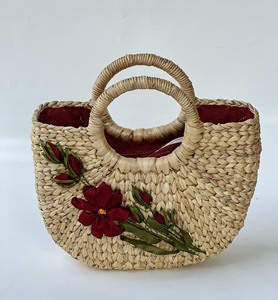 Colección Vintage hecha a mano Bolso de jacinto de agua ecológico Cierre abierto elegante Dos asas Accesorio de moda para cada - Product Image 2