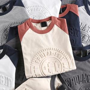 Camisetas con Logo en relieve para hombre, camisetas de algodón con estampado personalizado, camiseta en relieve - Product Image 2