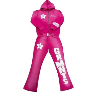 Wholesale Mono Riders Vintage Men's 2024 Winter Jogging Sweatsuits Distressed <b>Patch</b> Embroidery Acid Wash Flare Hoodie - Product Image 6