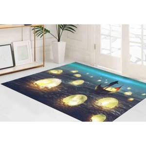 Tapis imprimé avec motif de lune brillante - Moderne, épais, facile à nettoyer, avec poils doux - Product Image 1