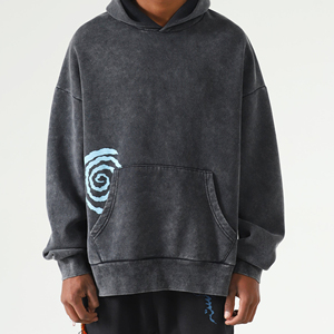 Sweat à capuche personnalisé vintage délavé à l'acide, coupe oversize, pour homme, hiver, poids lourd 400g, 100% coton, brodé, haute qualité - Product Image 2
