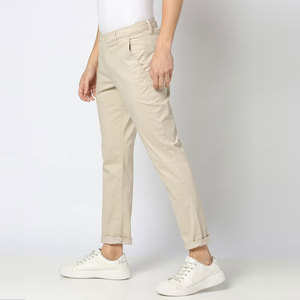 <b>Men's</b> <b>Khaki</b> Straight Leg Cotton Pants Mid Waist Flat Front Casual Anti-Wrinkle Side Pockets Spring Style - Product Image 4