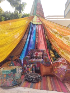 Boho Chic Canopy Saree <b>Tent</b> Bed Canopy Wedding Backdrop Gypsy Hippie Decor Floor Seating Meditation <b>Room</b> Glamping - Product Image 3