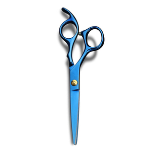 Ciseaux de coupe de cheveux de haute qualité Shine Blue Color Razor Edge Outils de coupe de cheveux avec vis réglable Ciseaux à poignée droite - Product Image 5