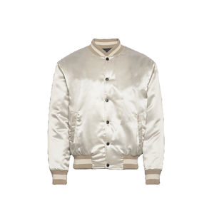 Men's Satin Varsity <b>Jacket</b> Regular Fit Solid Color Turn-down Collar Button Closure Autumn Casual Wear - Product Image 1