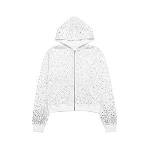 Sweats à capuche surdimensionnés pour hommes avec fermeture éclair 500 g/m² 100 % coton Sweats à capuche avec fermeture éclair en strass pour hommes Tissu confortable personnalisé Sweats à capuche à fermeture éclair délavés à l'acide - Product Image 4