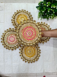 Elegante e intrincado estilo Patola Rangoli Mat para Diwali decoración del hogar diseño tradicional Ideal para portavelas centro de mesa de boda - Product Image 3