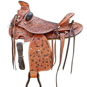 Handmade Wade Tree a Fork Premium Western Leather Saddle English Horse Racing Products From India Roping Ranch Work - Product Image 1