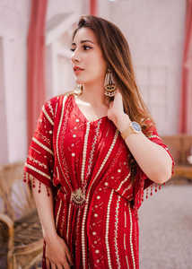 Mujeres Modest Kaftan bordado tres cuartos manga Boho elegante hasta el suelo lado Split Maxi - Product Image 5