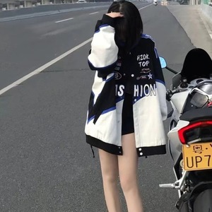 Deeptown Streetwear Racinng Veste Hommes Surdimensionné Broderie Mode Coréenne Hip Hop Couple Toile - Product Image 2