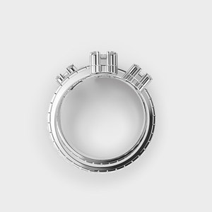 Anillo de tres capas Baguette y corte redondo Original Lab Grown Diamond Anillo de bodas Regalos de aniversario para mujeres - Product Image 6