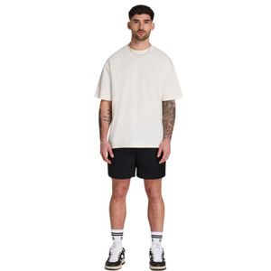 Men's <b>Neutral</b> Oversized Cotton T-Shirt 100% 190 GSM Streetwear Staple Front & Back Logo <b>Printed</b> Drop Shoulder Relaxed Fit - Product Image 1