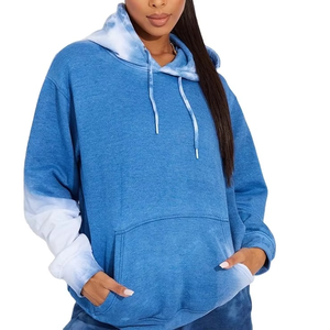 Sudadera Azul con Mangas Raglán para Mujer, Venta al por Mayor, Logotipo Personalizado, Sudadera con Capucha Azul Lavada al Ácido para Hombre y Mujer, Sudaderas con Capucha Lavadas al Ácido - Product Image 1