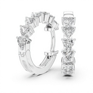 Pendientes de Aro con Moissanita en Forma de Corazón, Plata de Ley 925, Joyería Fina Hecha a Mano, Chapados en Rodio, Regalo de Lujo para Aniversario o Boda - Product Image 1