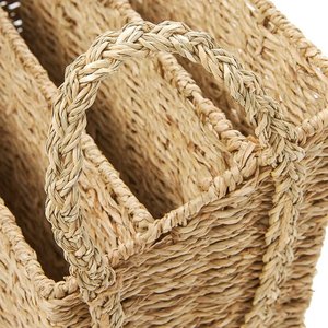 Panier de rangement en jonc de mer pour journal naturel décor à la maison avec compartiments porte-revues en jacinthe d'eau support suspendu tissé à la main - Product Image 2