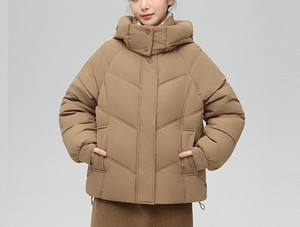 2025 hiver femmes réversible à capuche toile bouffant manteau respirant à la mode longue veste couleur unie imperméable Style court - Product Image 3