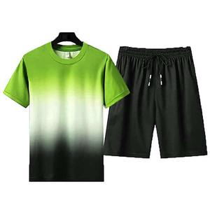 Conjunto corto de verano transpirable para hombre, ropa deportiva, camiseta de manga corta y pantalones cortos, conjunto de dos piezas, conjunto informal de algodón y poliéster para hombre - Product Image 4