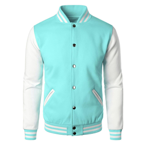 Personalizada de los hombres de invierno Streetwear Varsity Bomber chaqueta hueso apliques Stand Collar Front Logo moda Letterman diseño de longitud larga - Product Image 1