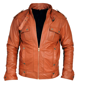 Chaqueta Bomber Vintage de Cuero Genuino con Camuflaje, Hecha a Mano, Unisex, Abrigo de Invierno Impermeable y Cortavientos con Cierre de Cremallera, Estilo Casual - Product Image 2