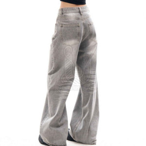 Jean droit ample en velours côtelé pour femme, coupe régulière, confortable, décontracté, respirant, séchage rapide, délavage clair, taille moyenne, idéal pour l'été - Product Image 2