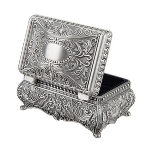 Quality <b>Collection</b> Silver Finished Unique Design Hot Selling Luxury Square Metal Jewellery <b>Box</b> for Rings Necklace Decoration - Product Image 2