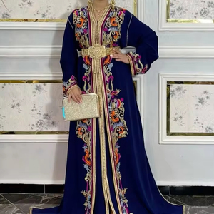 NOUVEAU TRAVAIL DE BRODERIE ZARI COLORÉ SUR ROBE CAFTAN BLEU ROYAL AVEC POUR FÊTE ET Mariage = 2024 - Product Image 1